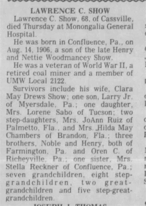 26, 1955, daughter . . Dominion post morgantown wv obituaries